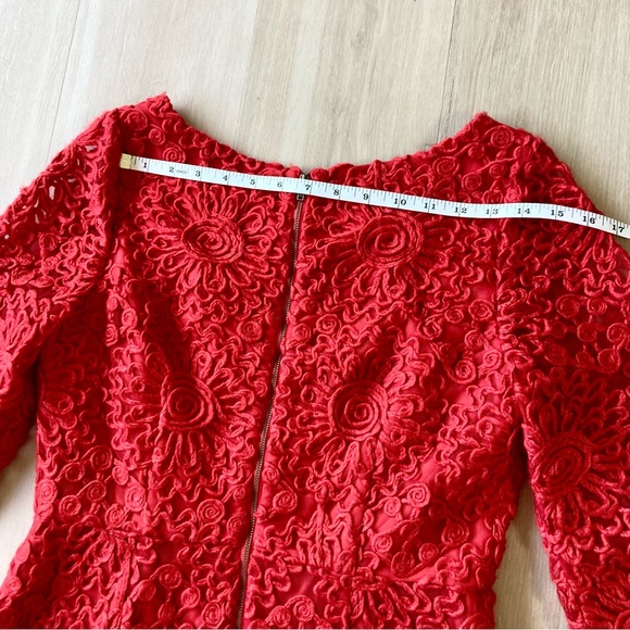 NWT Anthropologie Plenty Tracy Reese Red Scalloped Hem 3/4 Sleeve Dress size 6 - Picture 11 of 14